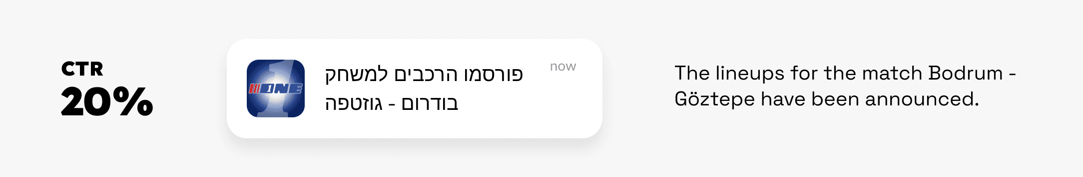 ONE.co.il push notification - lineup for the match